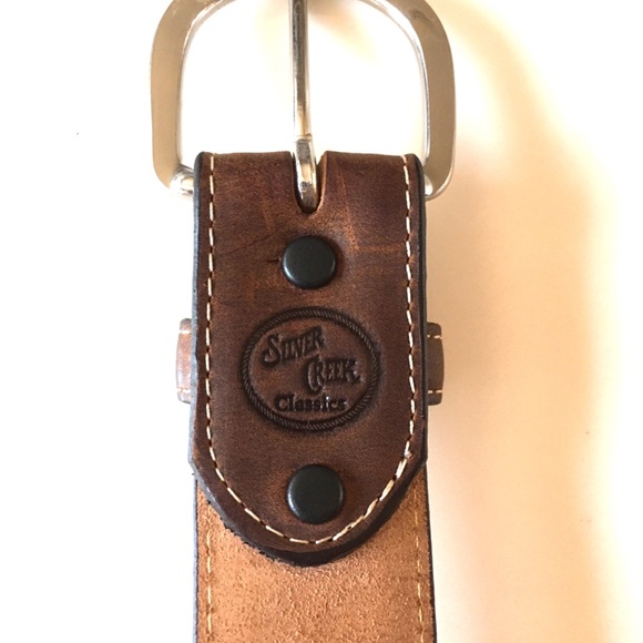 OVERLAND Silver Creek Classics Brown Leather Western Belt 34 - Picture 5 of 9